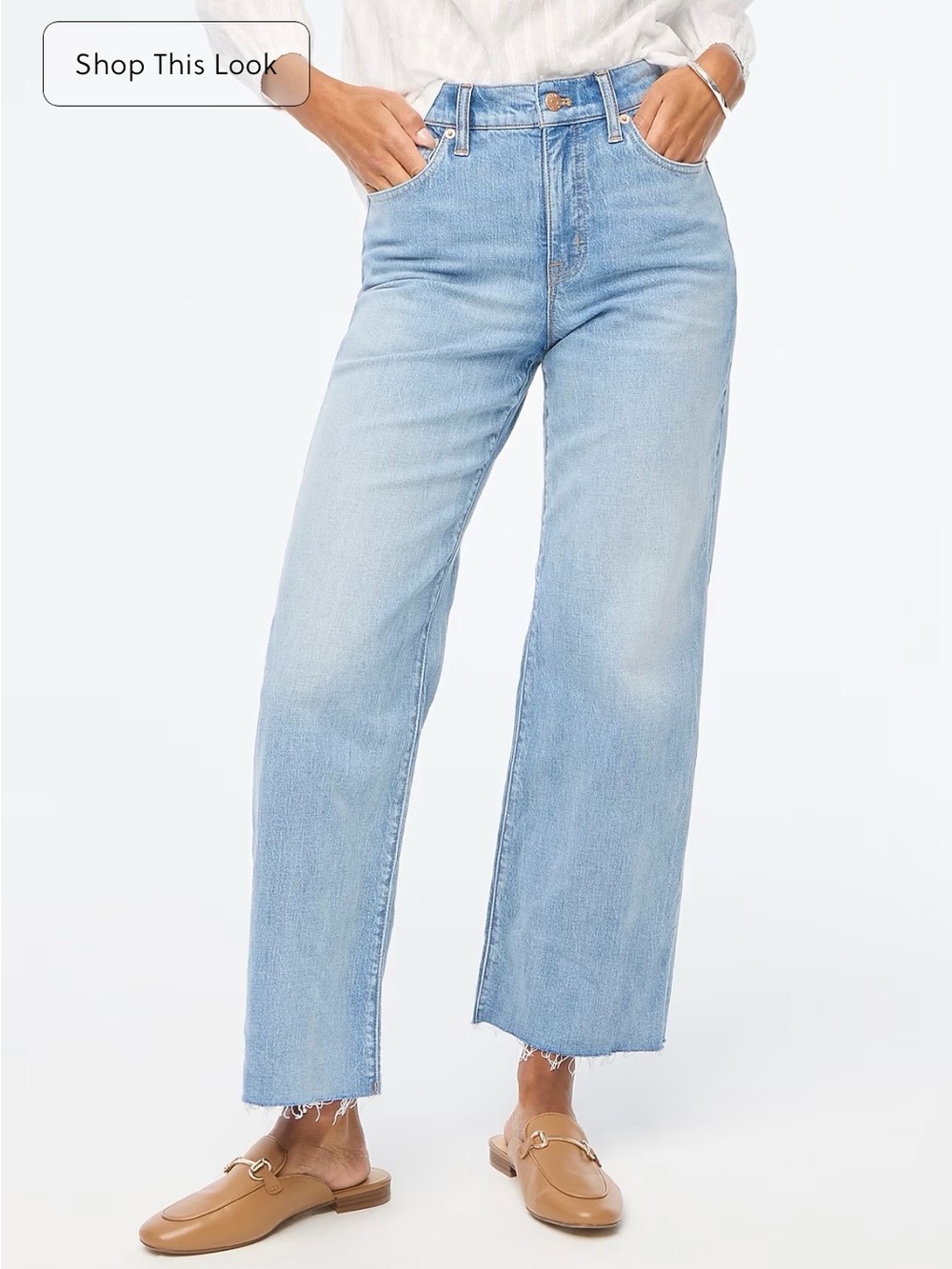 J. Crew Factory Light Blue High-Rise Wide-Leg Jeans